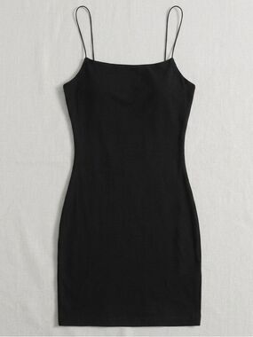Zara Black Bodycon Mini Dress Spaghetti Strap Cami Stretch Small